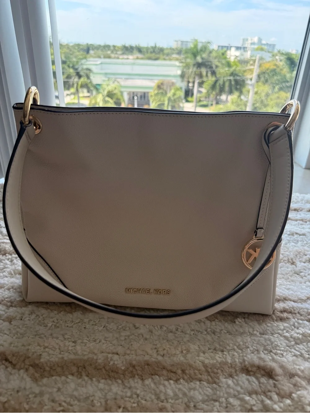 Michael Kors Cream Shoulder Hobo with Gold Hardware